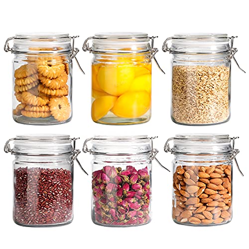 25 oz Glass Jars with Airtight Lids 6 Pack Pantry Coffee Canisters (6 Count)