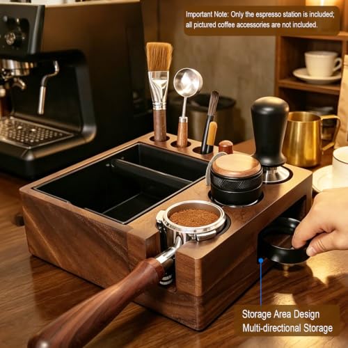 Espresso tamping station and knock box