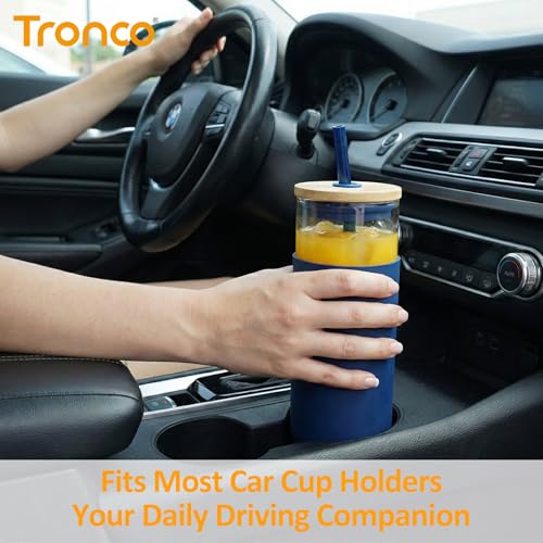 24 oz Glass Tumbler with Lids and Straws
