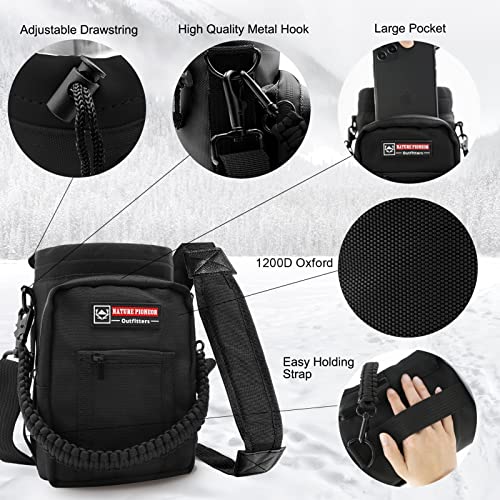 64 oz Insulated Water Bottle with Carrier Bag & 3 Lids