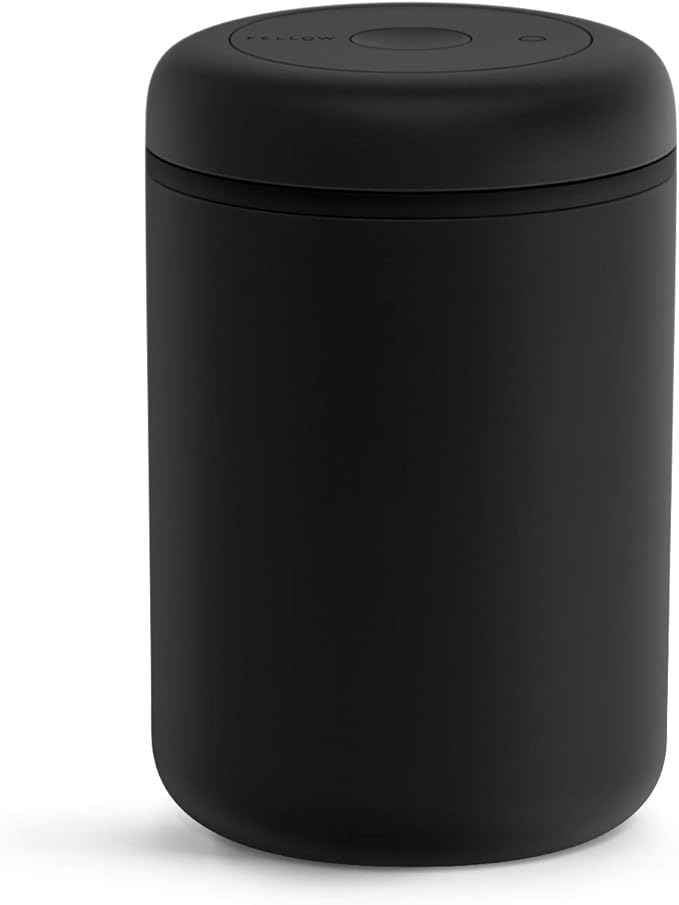 Fellow Atmos Vacuum Coffee Canister – 1.2L Stainless Steel Airtight Food Storage Container for Coffee Beans, Ground Coffee, Tea & Spices – Vacuum Seal Preserves Freshness – Matte Black