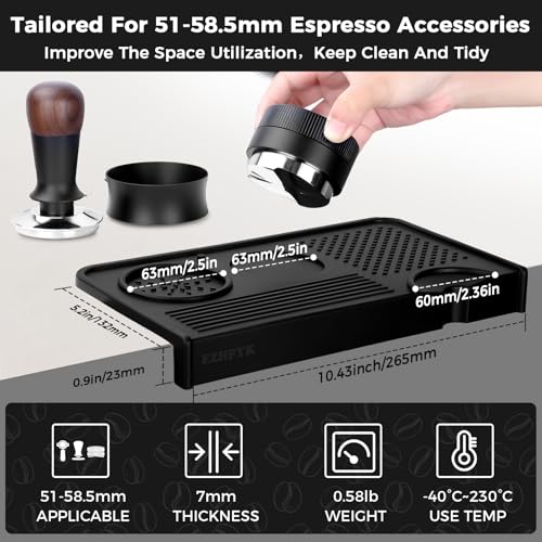 Silicone Espresso Tamping Mat for Counter Coffee Tamper Mat Black