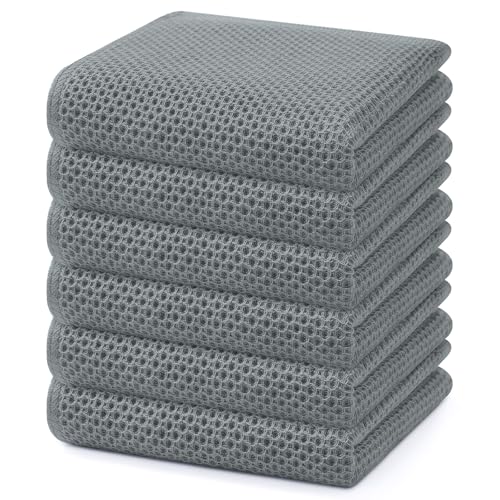 100% Cotton Waffle Weave Kitchen Dish Towels 6 (6 Count)