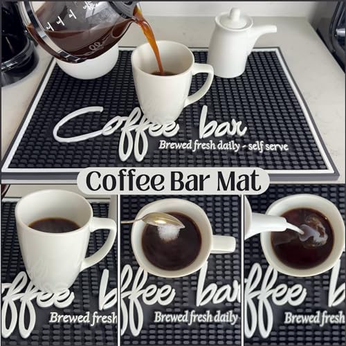 Brewed Fresh Daily Silicone Coffee Bar Mat 18x12 in