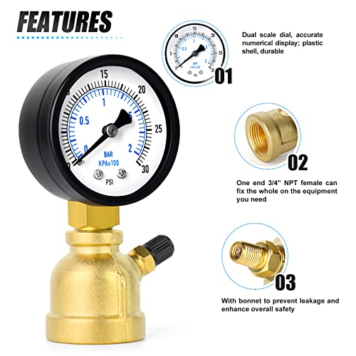 0 30Psi Forged Brass Air Test Pressure gauges