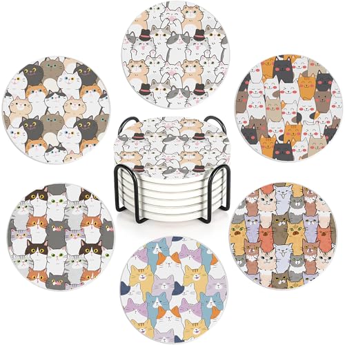 Drink Coasters Set of 6 with Holder
