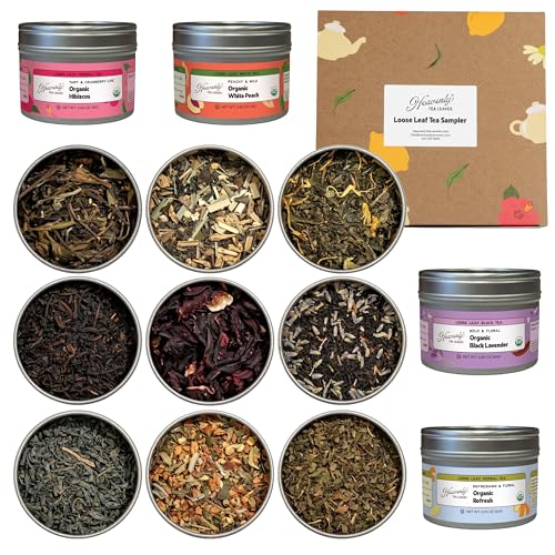 Organic Assorted 9 Loose Leaf Tea Sampler Gift Box (6 Ounce)