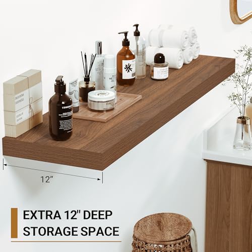 Walnut Floating Shelves 55 Inch Long (2 Count)