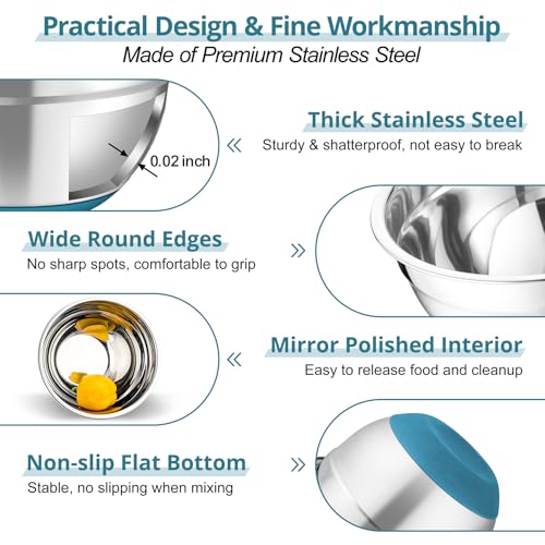 Mixing Bowls Salad Bowls with Transparent Airtight Lids (5 Count)