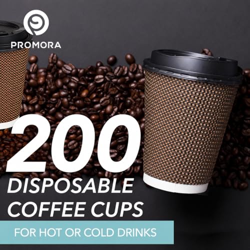 8 oz Brown Disposable Coffee Cups with Lids (200 Count)
