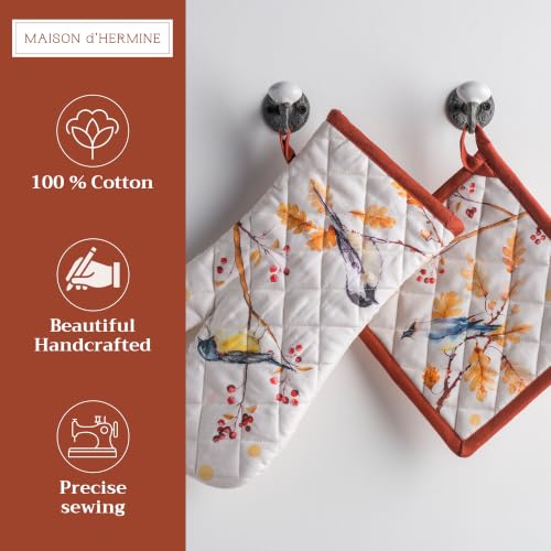 100% Cotton Oven Mitt & Pot Holder Set