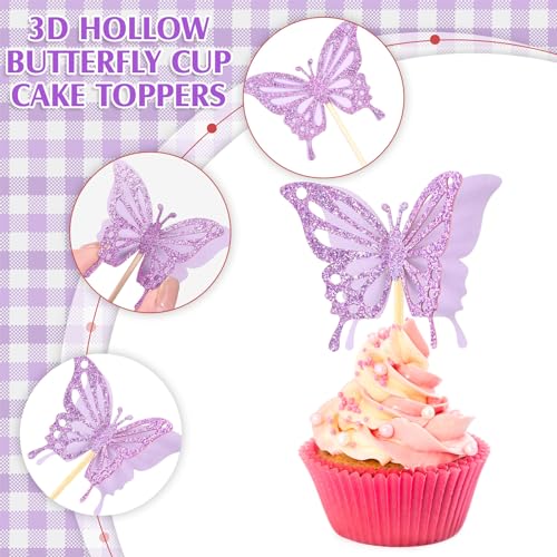 48 Pcs Butterfly Cupcake Toppers 3D (48 Count)