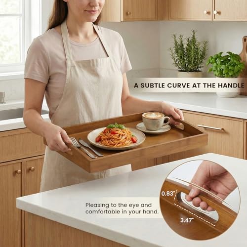 Bamboo Serving Tray with Handles (2 Count)