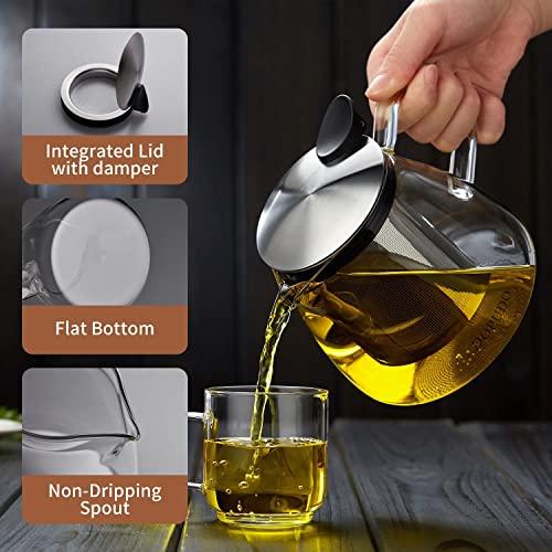 Glass Teapot Tea Pot with Removable Stainless Steel Infuser