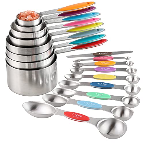 Measuring Cups and Spoons Set of 17 Double Sided Magnetic Measuring Spoons
