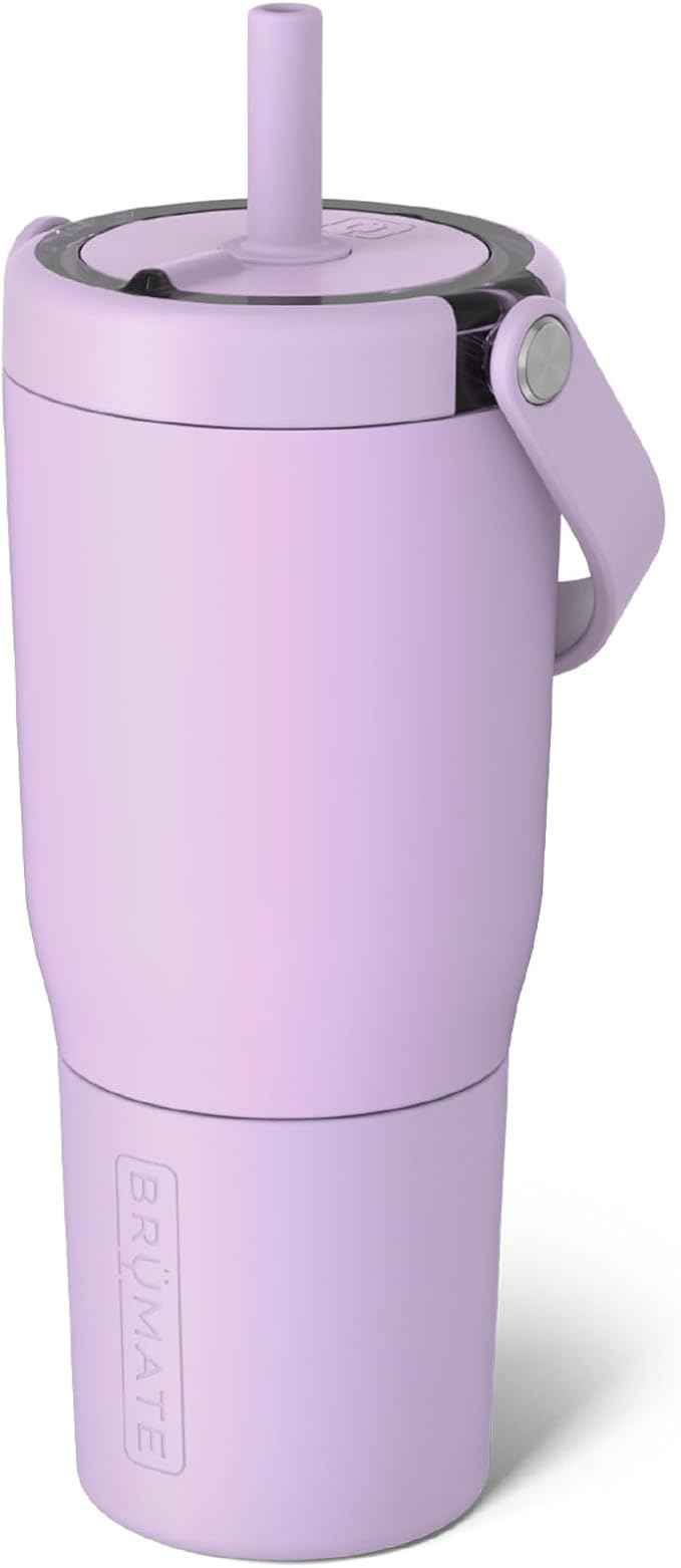 BrüMate Resa 25oz 100% Leakproof Travel Tumbler with Handle & Straw | Flexible SoftSip Straw | Silicone Sleeve for Durability | Stainless Steel | Cup Holder & Travel Friendly Water Bottle | (Lavender)