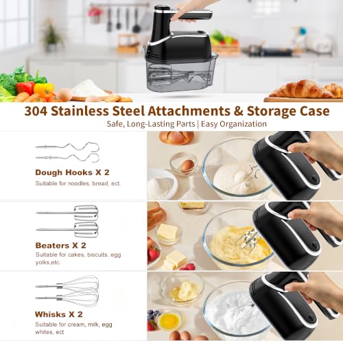 Cordless Hand Mixer Electric (6 Count)