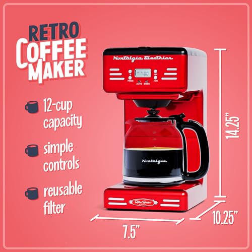 Retro 12 Cup Programmable Coffee Maker With LED Display