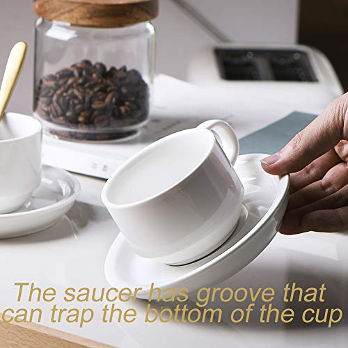 Sweejar Porcelain Espresso Cups with Saucers (4 Count)