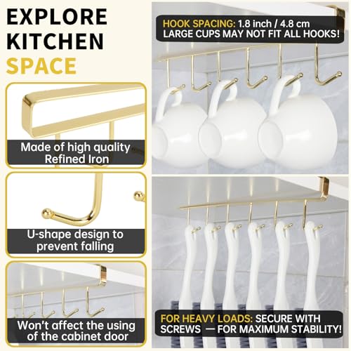 2pcs Mug Organizer for Kitchen Cabinets (10.4 Count)