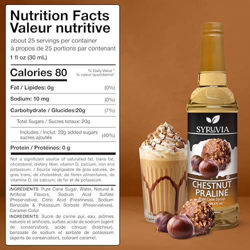 Coffee Syrup Chestnut Praline Flavored Syrup for Drinks (25.4 Fl Oz)