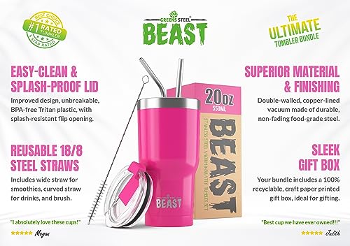 Beast 20 oz Tumbler Stainless Steel Vacuum Insulated Coffee Ice Cup Double Wall Travel Flask