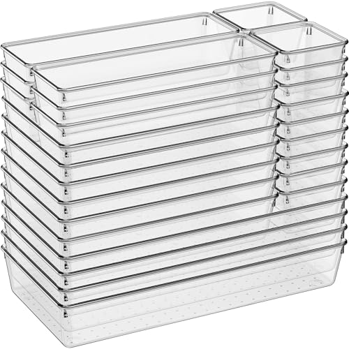 Large Clear Plastic Drawer Organizer 28 Pack (28 Count)
