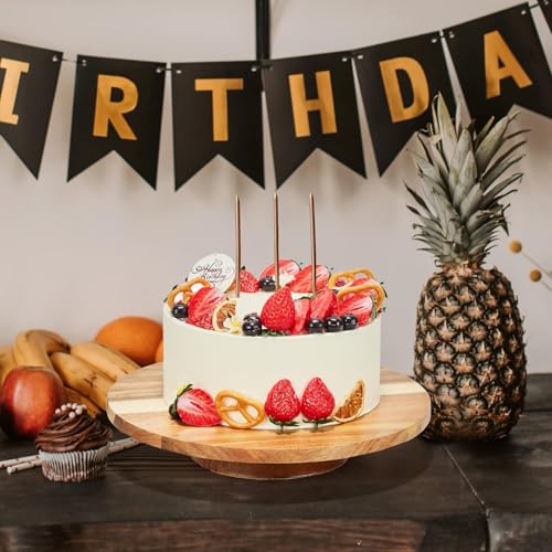 12" Acacia Wood Revolving Cake Stand