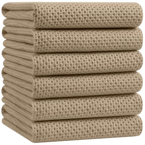 100% Cotton Oversized Waffle Weave Kitchen Towels 6 (6 Count)