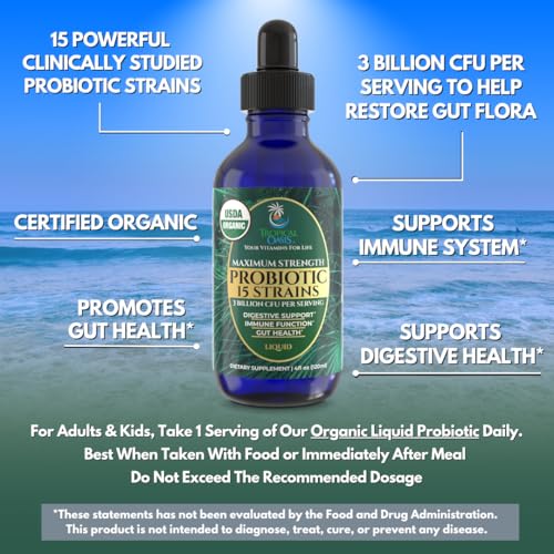 USDA Organic Liquid Probiotics for Men (4.1 Fl Oz)