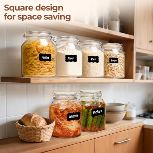 Glass Pantry Jars with Airtight Lids 0.7 Gal 2 Pack Wide Mouth Flour (2 Count)