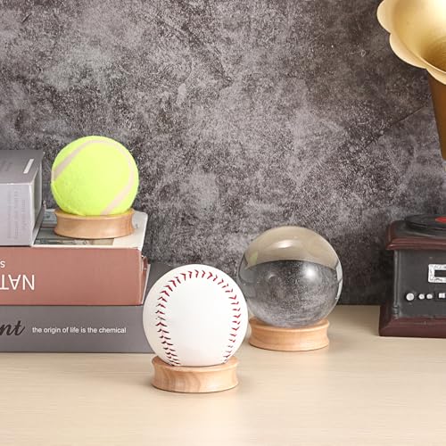 Pack of 3 Wooden Sphere Holder Display Stand for Crystal Sport Ball (3 Count)