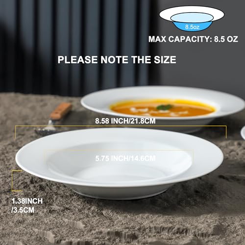 Ceramic Soup Bowls Shallow Plates (4 Count)