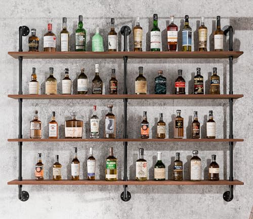 Floating Shelves for Wall Bookshelf Industrial Pipe Shelving Shelves 60 Inch Natural Wood Planks Rustic Wall Shelves Hanging Bookshelves Farmhouse Kitchen Shelving (3 Count)