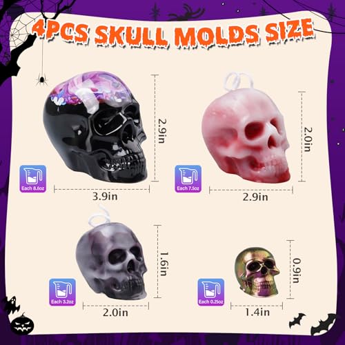 3D Skull Resin Molds (4 Count)