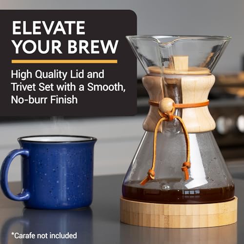 Coffee Pot Cover & Wooden Trivet Set Compatible with Chemex