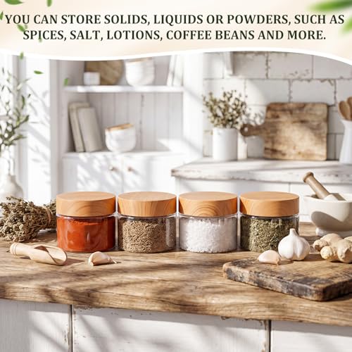 4 Pcs Plastic Jars Wide Mouth with Lids (4 Count)