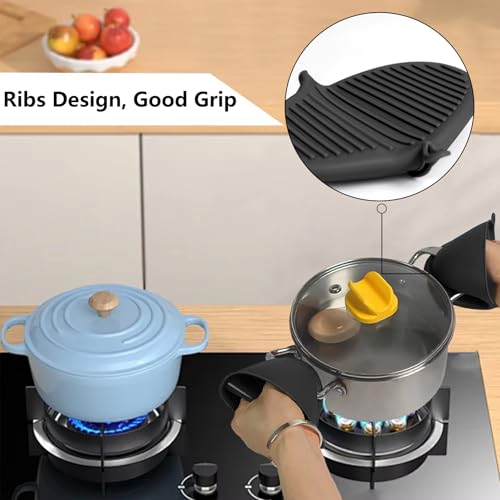 Silicone Oven Mitts Heat Resistant Hot Pot Holders Set for Kitchens (6 Count)