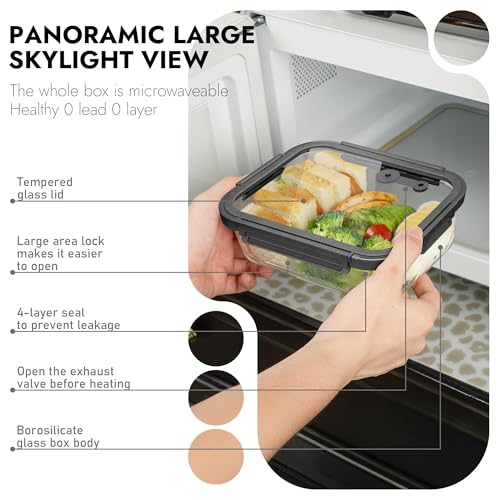 10 Pack Glass Food Storage Containers with Tempered Glass Lids (10 Count)