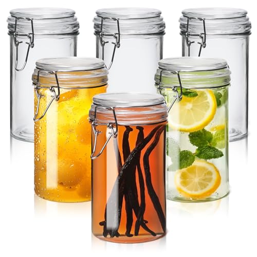 Small 16 oz Glass Jars with Airtight Lids 6 Pack Pickling Pantry (6 Count)