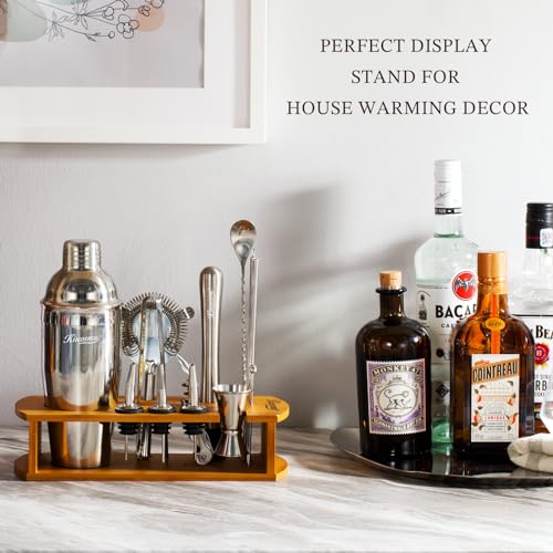 Cocktail Shaker Set Bartender Kit with Stand