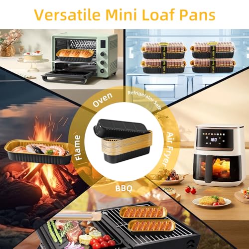 100 Pack 6.8 oz Rectangular Mini Loaf Pans with Lids and Spoons (30 Count)