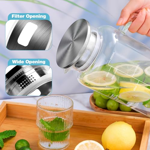 68oz Glass Pitcher with Lid and Handle for Fridge