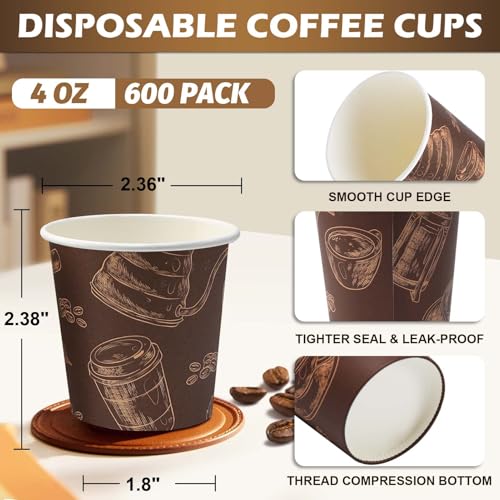 600 Pack 4 oz Small Coffee Cups (600 Count)