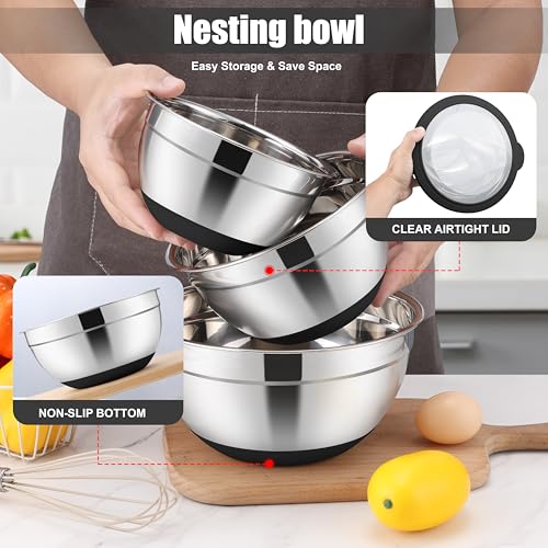 Stainless Steel Mixing Bowls with Lids & Colander (6 Count)