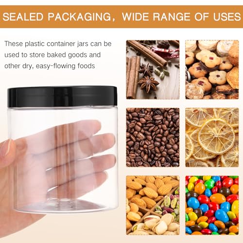 4 Pcs Plastic Jars Wide Mouth with Lids (4 Count)