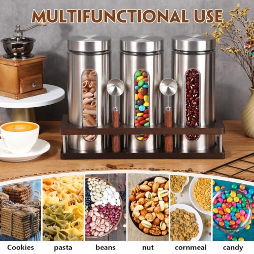 Stainless Steel Coffee Grounds Canisters Container Large with Shelf (3 Count)