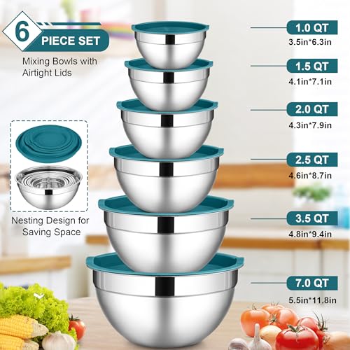 6 PCS Stainless Steel Mixing Bowl (12 Count)