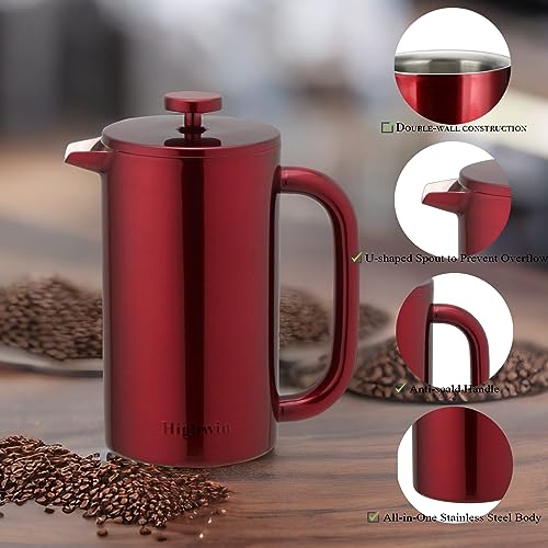 8 Cup Double Wall Insulated Stainless Steel French Coffee Press