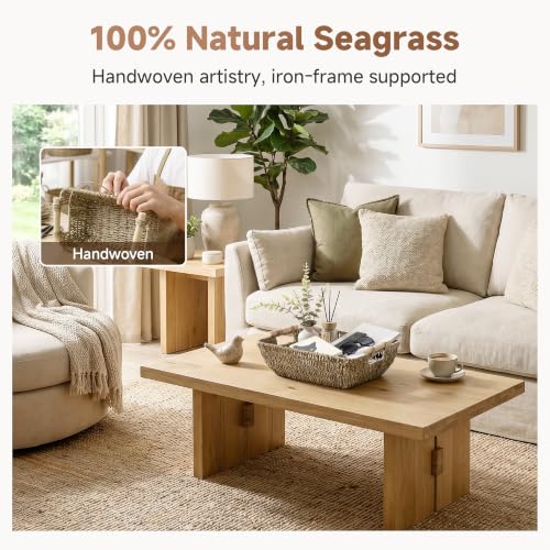 Hand Woven Jumbo Storage Baskets with Wooden Handles (2 Count)